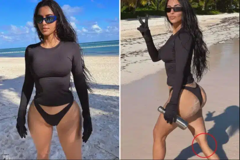 Kim Kardashian deletes Instagram photo after being accused of Photoshopping her leg