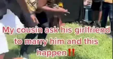 Moment lady collapses after being proposed to by boyfriend (Video)