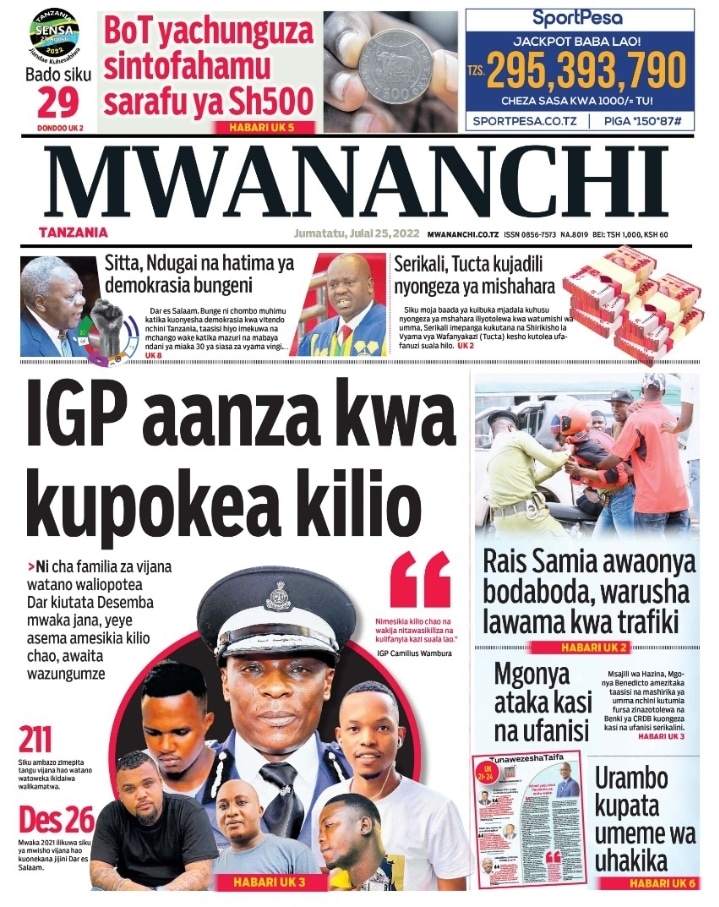 Magazeti ya leo July 25 - Habari kubwa katika magazeti ya leo