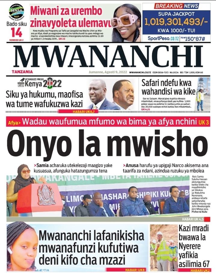 Magazeti ya leo August 9 – Habari kubwa katika Magazeti ya leo