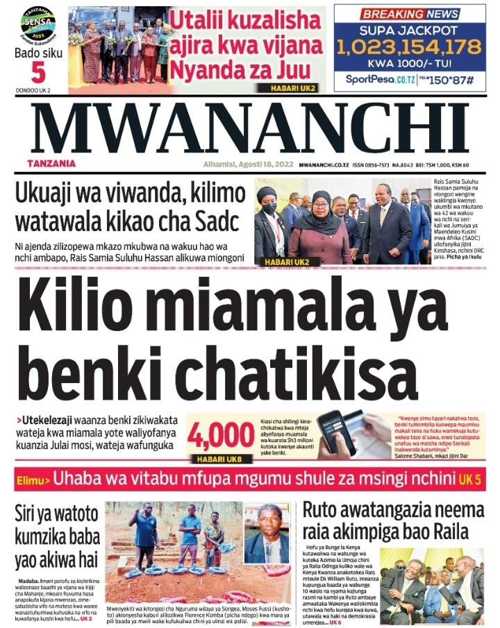 Magazeti ya leo August 18 – Habari kubwa katika Magazeti ya leo