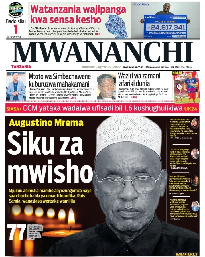 Magazeti ya leo August 22 – Habari kubwa katika Magazeti ya leo