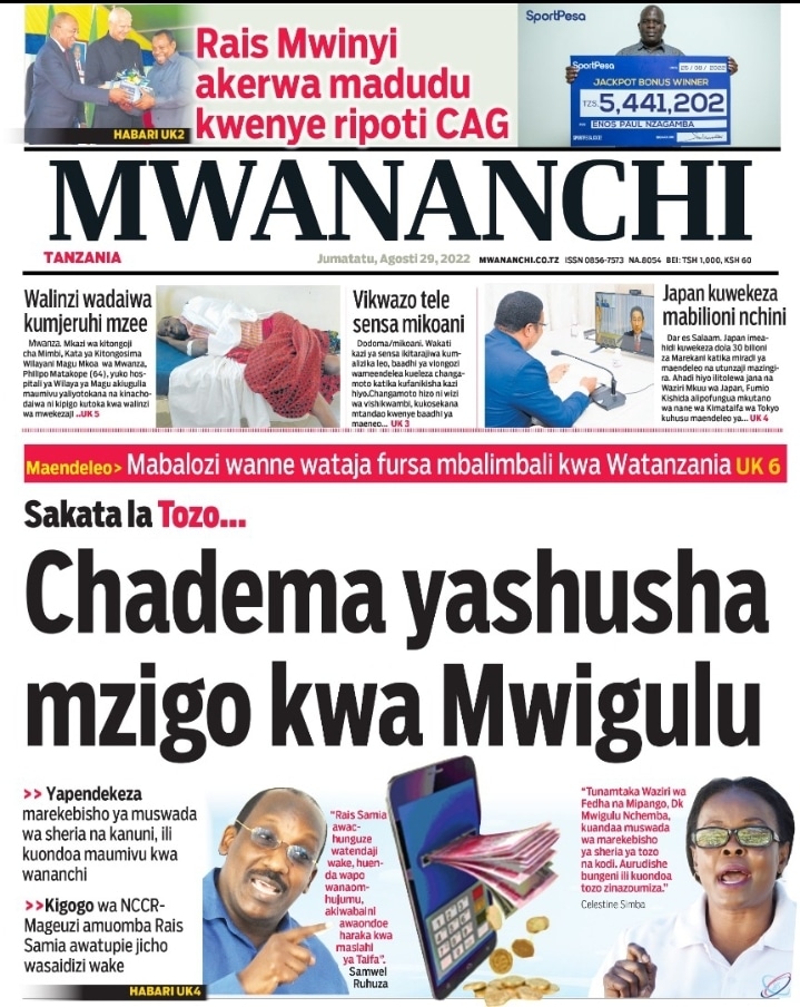 Magazeti ya leo August 29 – Habari kubwa katika Magazeti ya leo