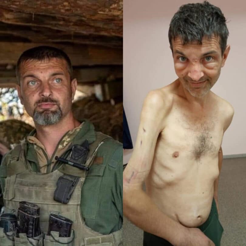 Shocking before and after photos of Ukrainian soldier released in prisoner swap (Photos)