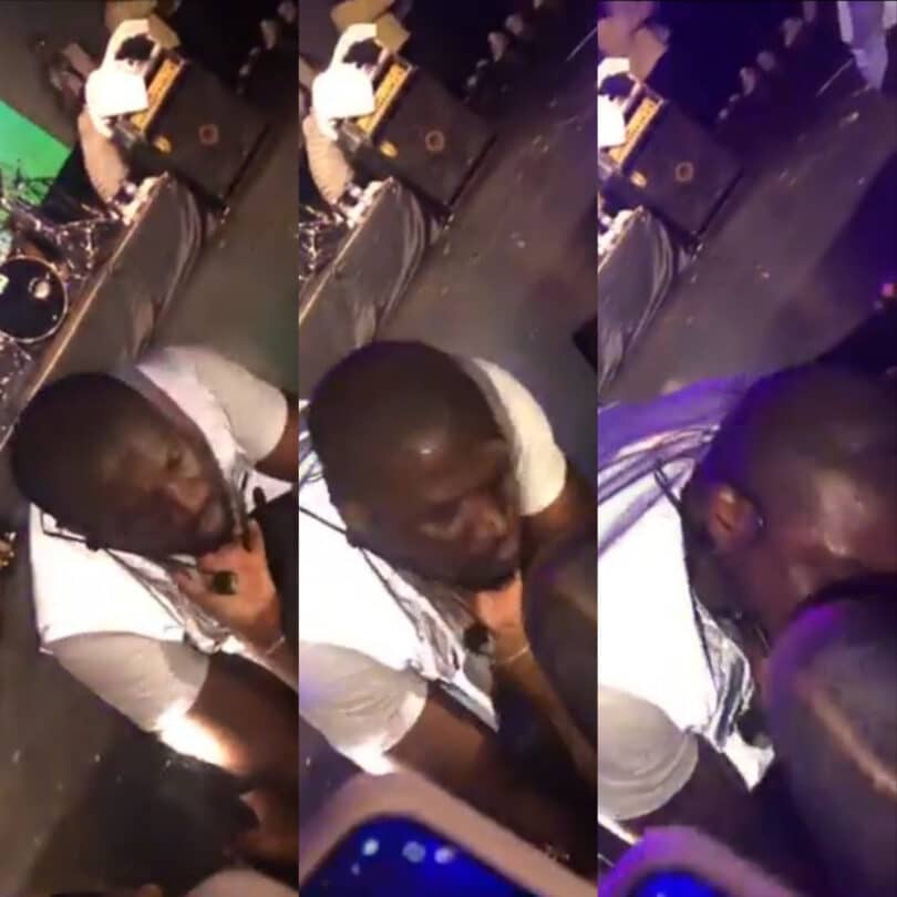 Peter Okoye locks lips with a female fan while performing (video)