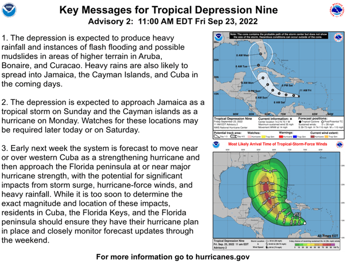 Hurricane Florida: Tropical Depression 9 forms in Caribbean