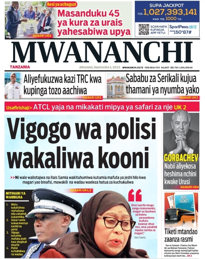 Magazeti ya leo september 1 – Habari kubwa katika Magazeti ya leo