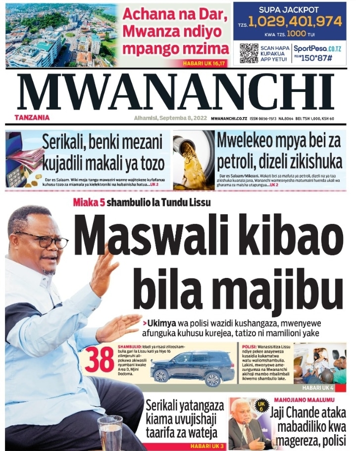 Magazeti ya leo september 8 – Habari kubwa katika Magazeti ya leo