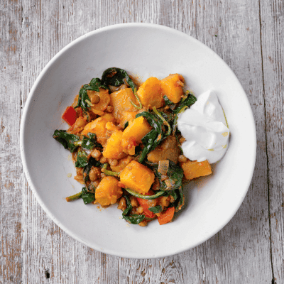 Spinach, sweet potato & lentil dhal Recipe