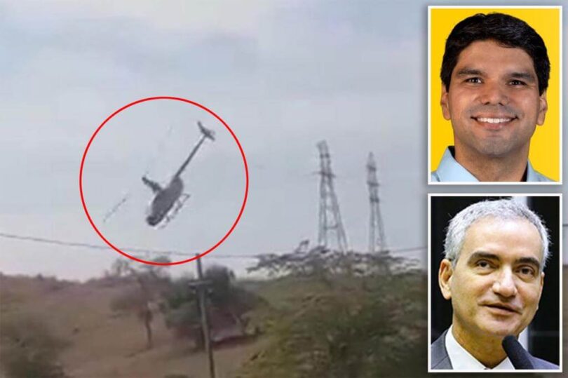 Helicopter carrying politicians crashes after colliding with power lines in Brazil (Video)