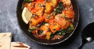 Spiced chicken, spinach & sweet potato stew recipe