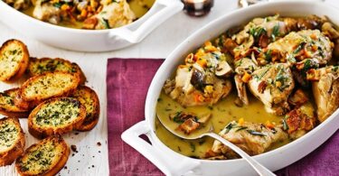 Chicken & Cider Fricassée with Parsley Croûtes Recipe