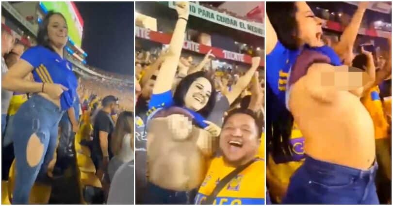 Crazy Scenes in Mexico after fan flashes her Boobies in Bizarre celebration