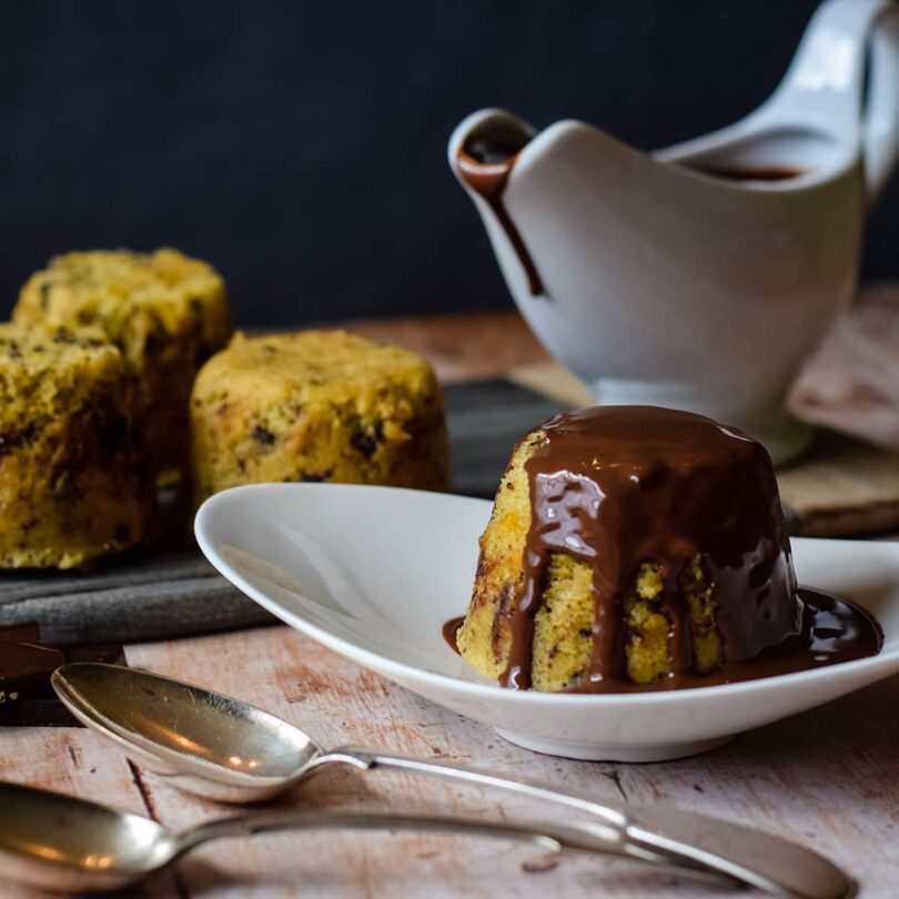 Chocolate-orange steamed pudding with chocolate sauce Recipe