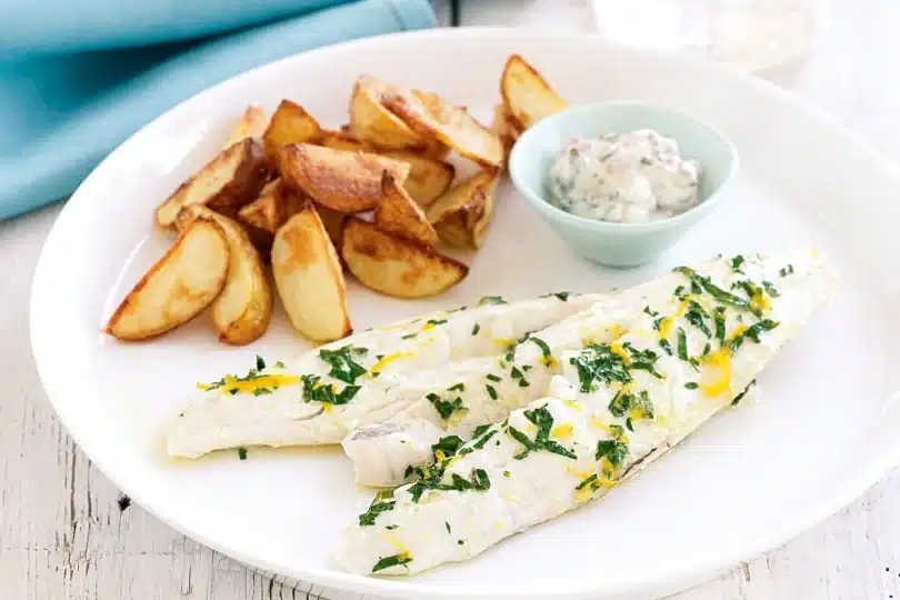 Healthy fish & chips with tartare sauce Recipe