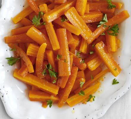 Carrots with bacon & marmalade butter