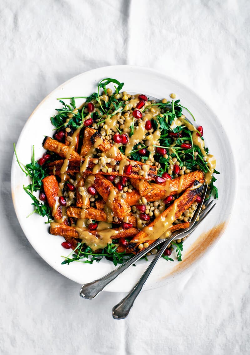 Roasted carrot, rocket & lentil salad Recipe