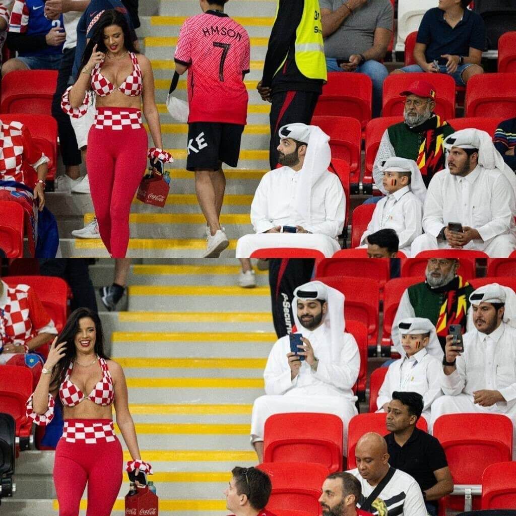 Miss Croatia Ivana Knoll Wears Bra To Qatar Stadium Qatar Fans Were