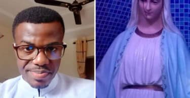 Catholic priest shares photo of Virgin Mary statue bleeding from the eye and says it happened in Lagos