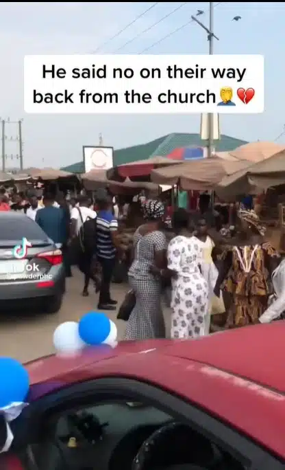 Nigerian man reportedly dumps wife while on their way back from church after their wedding (video)