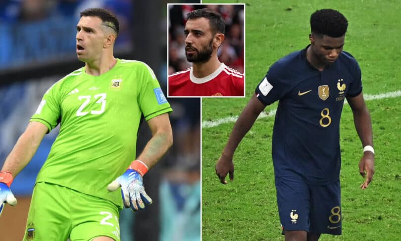 Emiliano Martinez mocks another France player after finishing with Kylian Mbappe