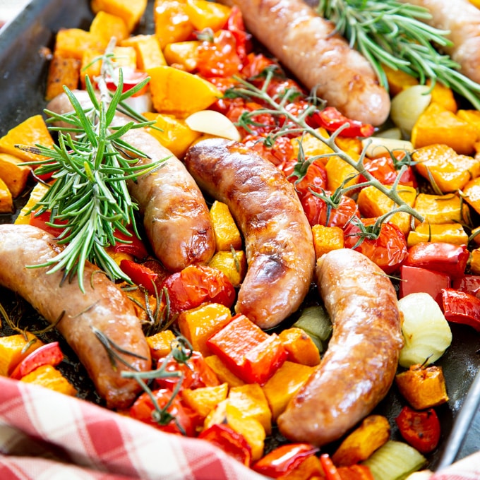 Easy sausage traybake Recipe