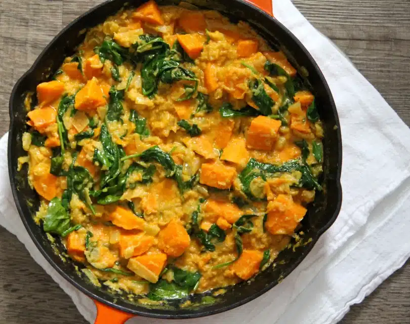 Spinach, sweet potato & lentil dhal Recipe