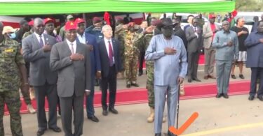 South Sudan President, Salva Kiir Mayardit urinates on himself at a public event (Video)