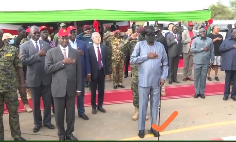 South Sudan President, Salva Kiir Mayardit urinates on himself at a public event (Video)