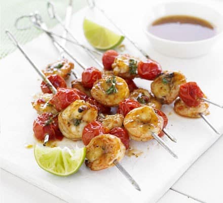 Fiery prawn & pepper skewers Recipe