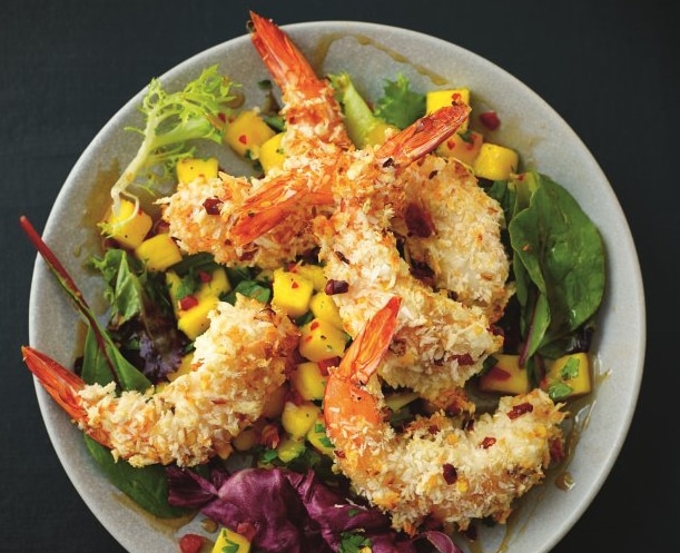 Crispy coconut prawn & mango salad Recipe