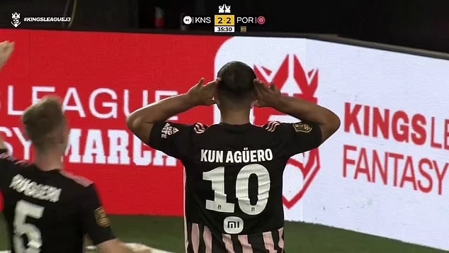 Aguero scores on his return to performing Messi's celebration (Video)