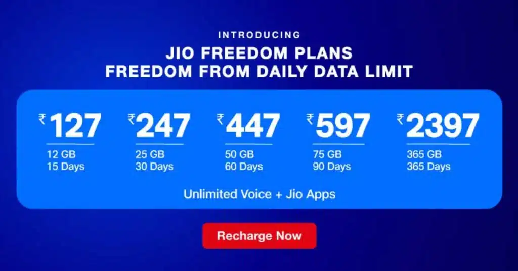 Jio recharge plan 2023 India