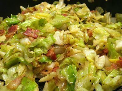 Cabbage with bacon & onions