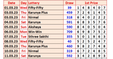 Kerala Lottery Result Monthly Chart