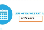 November 2023: List of Important National and International Days.