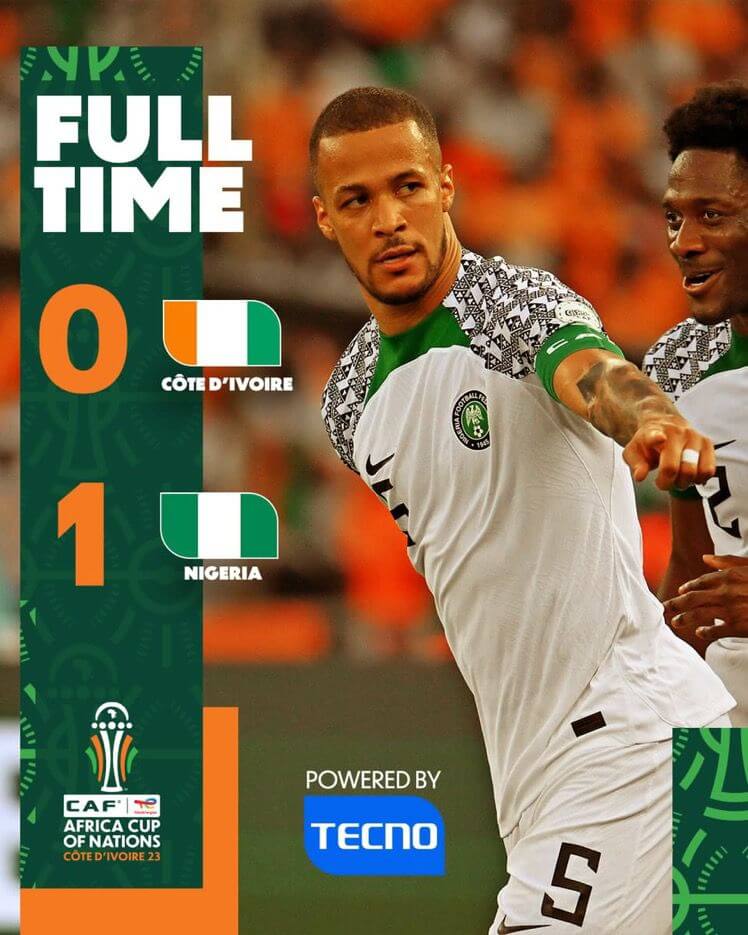 AFCON 2024: Nigeria Edges Past Ivory Coast in a Tense 1-0 Victory (Full Highlights)