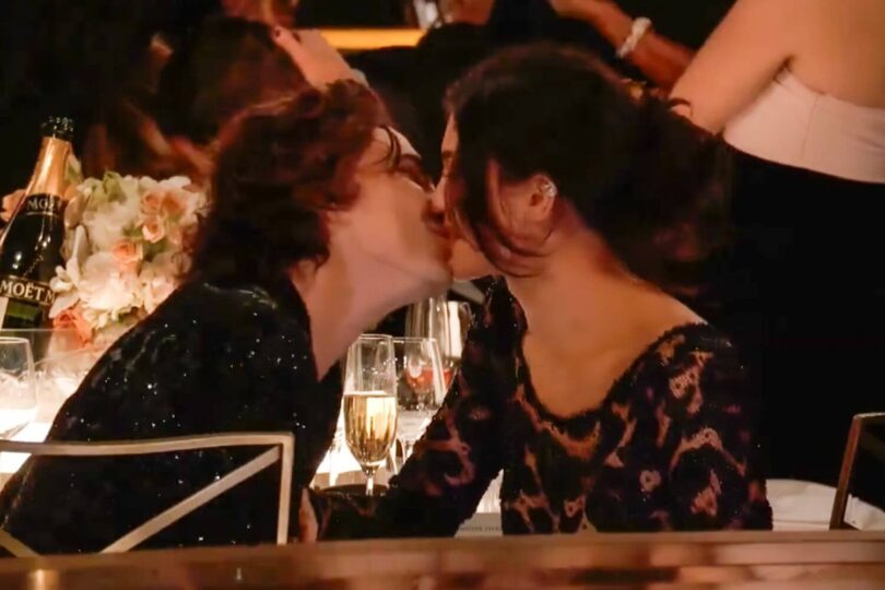 Kylie Jenner and Timothee Chalamet Share a Romantic Kiss at the 2024 Golden Globes