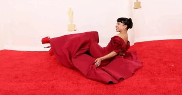 Liza Koshy Takes Falls on Oscars Red Carpet in Towering 8-Inch Heels