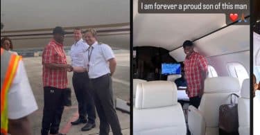 Davido's Billionaire Father Adedeji Adeleke Lands in Lagos for Wedding