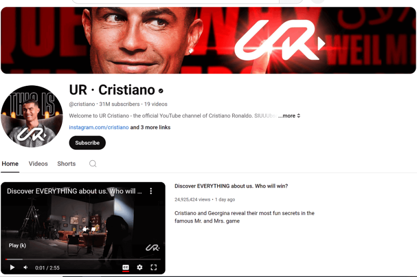 Cristiano Ronaldo Shatters YouTube Record with 10 Million Subscribers in Just 12 Hours